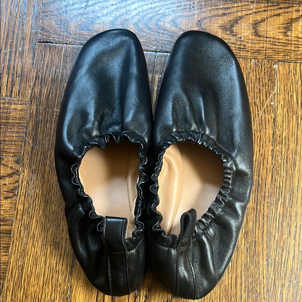 Black Leather Ballet Flats